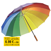 Paraguas arcoiris mango madera