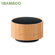 Altavoz bluetooth bambú con detalle negro